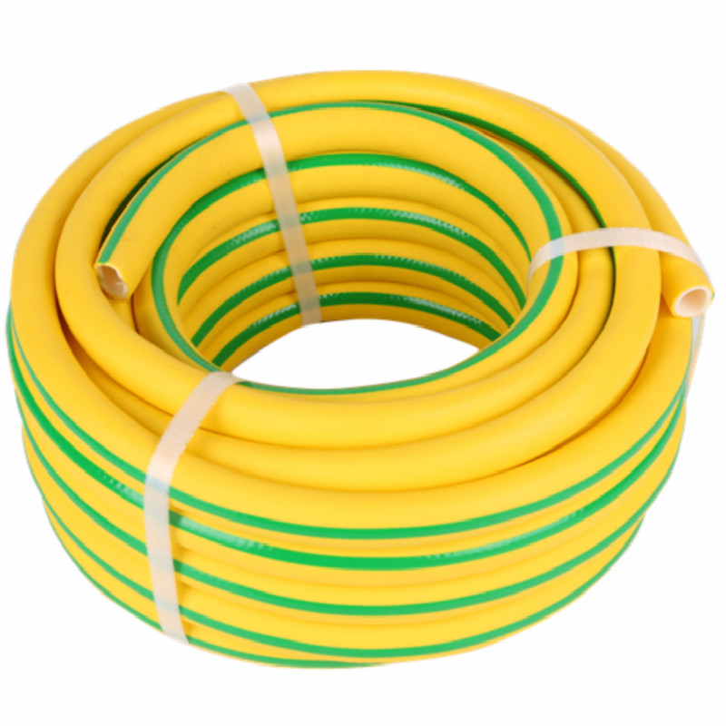 Трислоен жълт цвят със зелен лъч суперфлекс pvc маркуч за вода